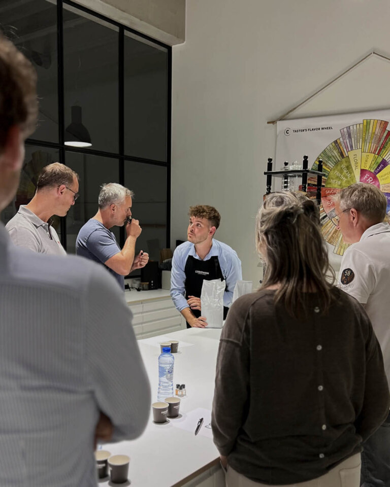 Tasting wheel tijdens barista workshop